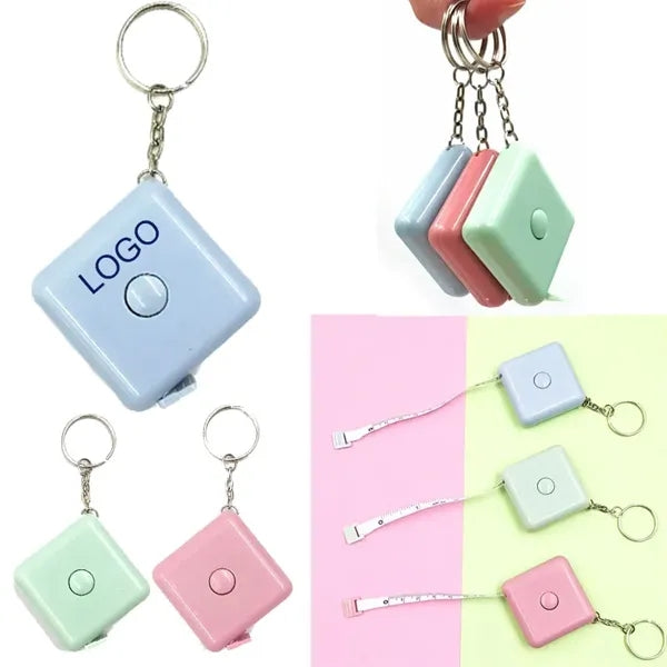60" Automatic Retractable Square Measure Tape Keychain