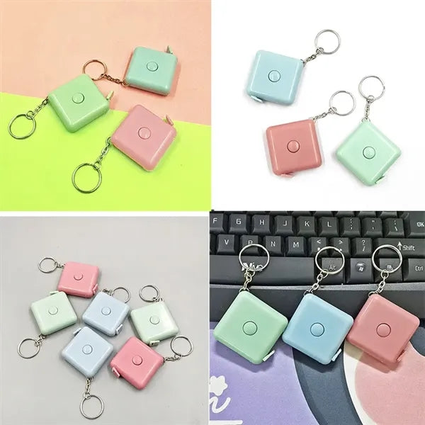 60" Automatic Retractable Square Measure Tape Keychain