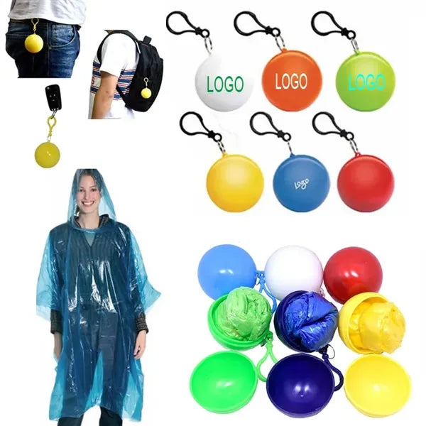 2 3/5" Outdoor Portable Disposable Raincoat Ball Keychain