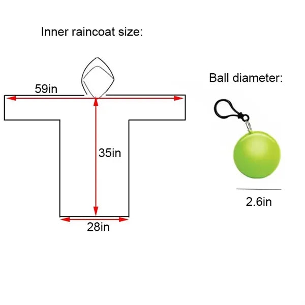 2 3/5" Outdoor Portable Disposable Raincoat Ball Keychain