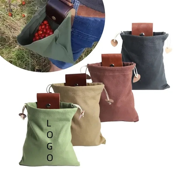 Canvas Foraging Folding Pouch Collapsible Fruit Picking Bag