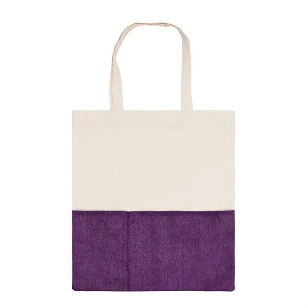 Two Tone Cotton/ Burlap Tote with Pocket ( 14.5'' x 16" )