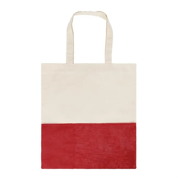 Two Tone Cotton/ Burlap Tote with Pocket ( 14.5'' x 16" )