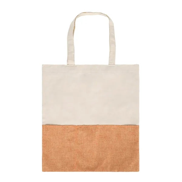 Two Tone Cotton/ Burlap Tote with Pocket ( 14.5'' x 16" )
