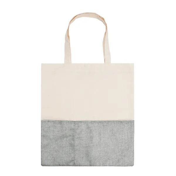 Two Tone Cotton/ Burlap Tote with Pocket ( 14.5'' x 16" )