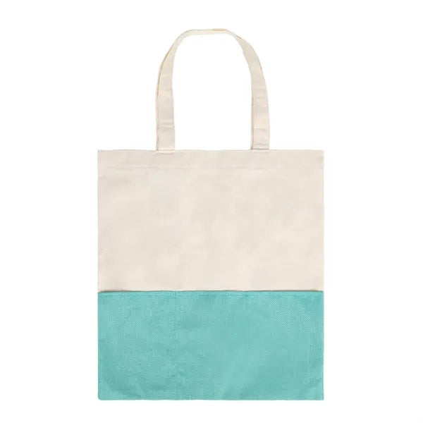 Two Tone Cotton/ Burlap Tote with Pocket ( 14.5'' x 16" )