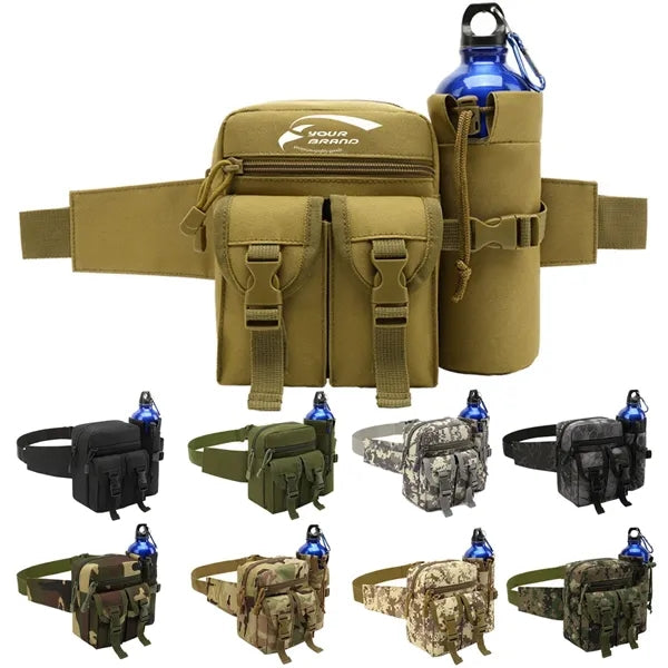 Tactical Waist Pouch Fanny Pack W/ Water Bottle Holder