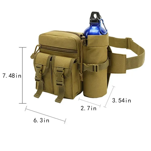 Tactical Waist Pouch Fanny Pack W/ Water Bottle Holder