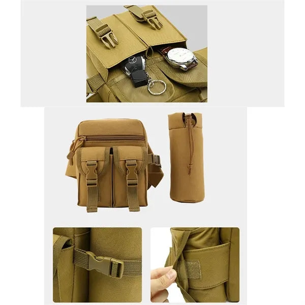 Tactical Waist Pouch Fanny Pack W/ Water Bottle Holder