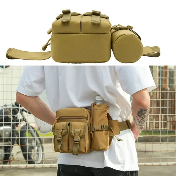 Tactical Waist Pouch Fanny Pack W/ Water Bottle Holder