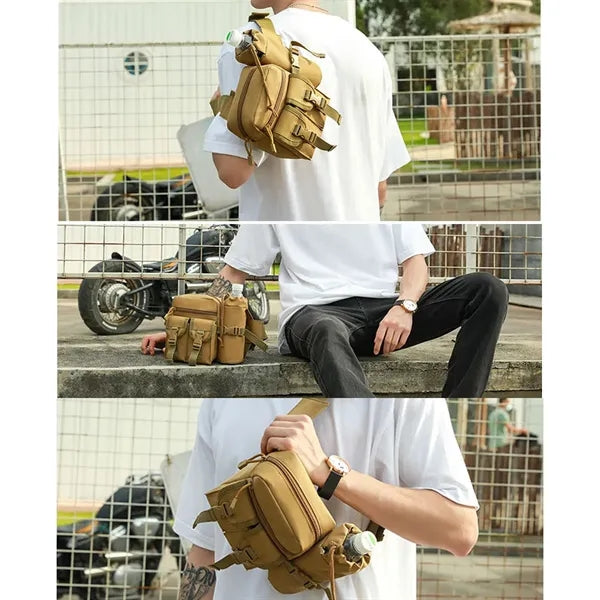 Tactical Waist Pouch Fanny Pack W/ Water Bottle Holder