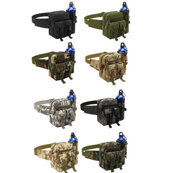 Tactical Waist Pouch Fanny Pack W/ Water Bottle Holder