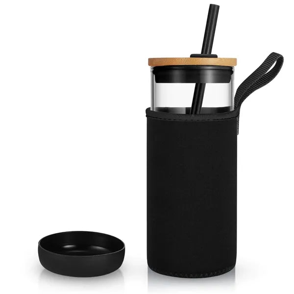 20oz Glass Tumbler with Straw and Bamboo Lid