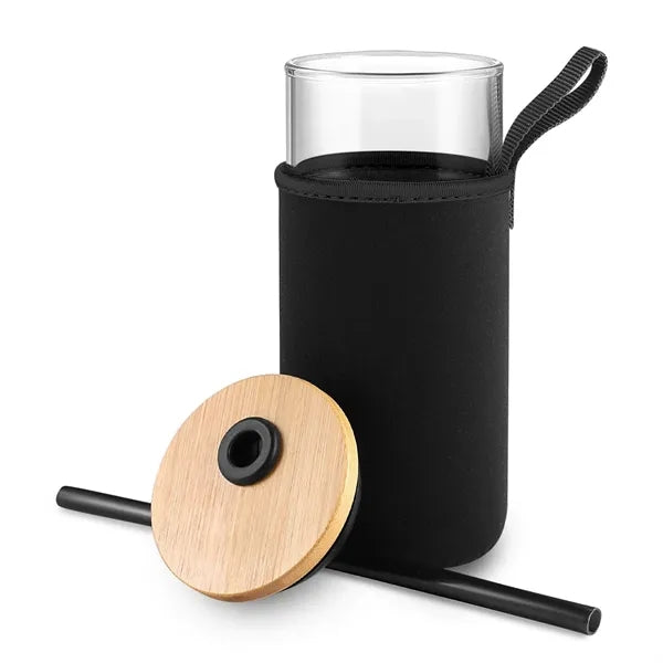 20oz Glass Tumbler with Straw and Bamboo Lid
