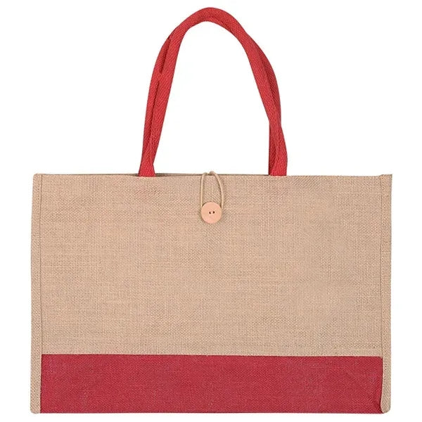 Color Block Jute Tote Bag