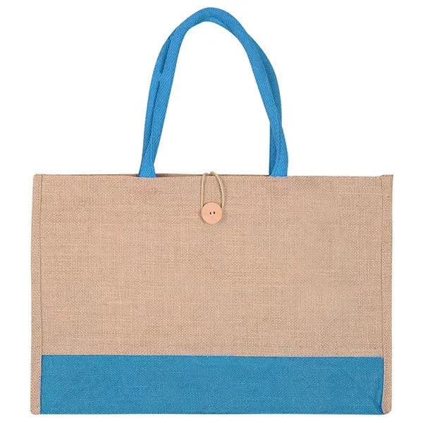 Color Block Jute Tote Bag