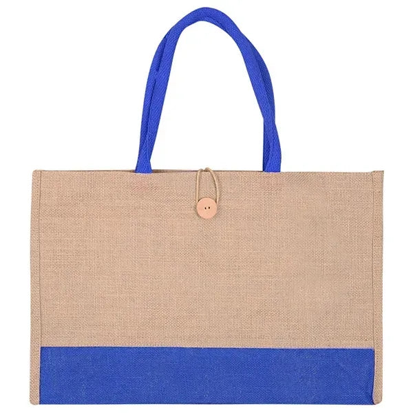 Color Block Jute Tote Bag