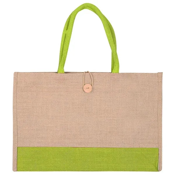 Color Block Jute Tote Bag