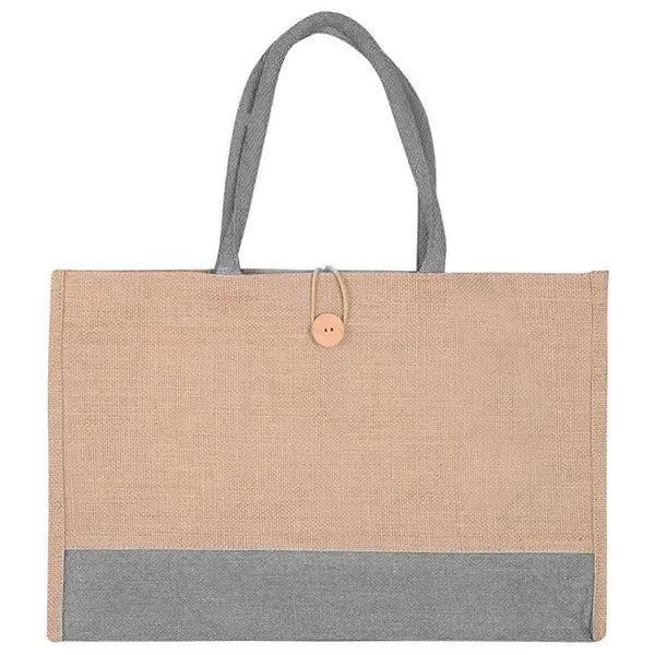 Color Block Jute Tote Bag