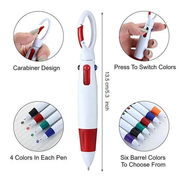 4 Color in One Buckle Carabiner Ballpoint Pen
