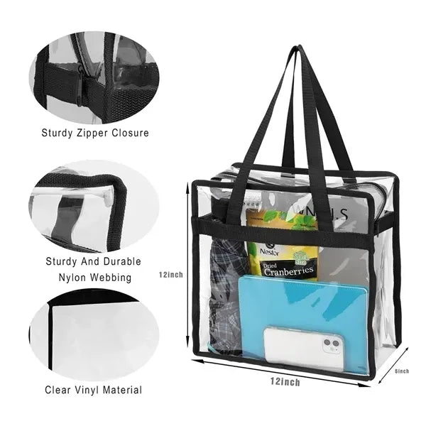 Clear Stadium Tote Bag With Zipper Closure
