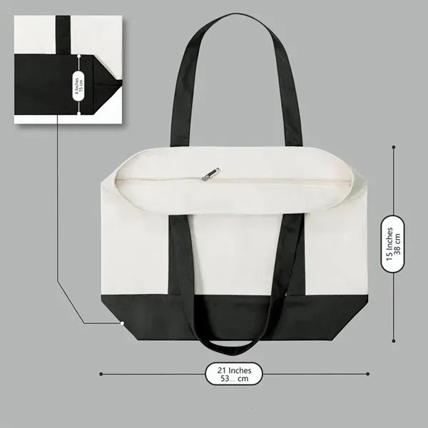 Canvas Tote Bag with an External Pocket