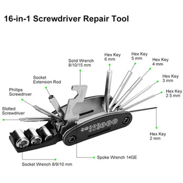 Multifunctional Folding Bicycle Repair Tool Wrench Set