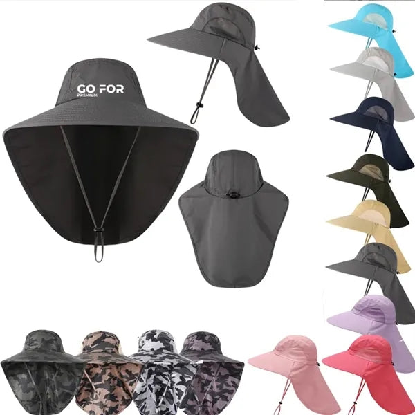 Wide Brim Sun Hat With Neck Flap