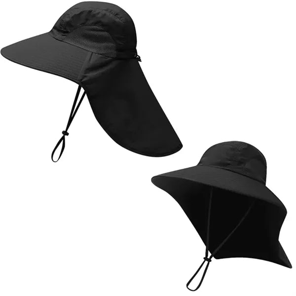 Wide Brim Sun Hat With Neck Flap