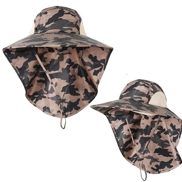 Wide Brim Sun Hat With Neck Flap