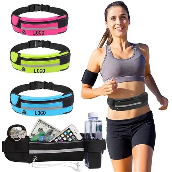 Sports Waist Belt Fanny Pack Zipper Closure & Bottle Holder