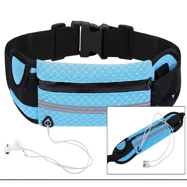 Sports Waist Belt Fanny Pack Zipper Closure & Bottle Holder