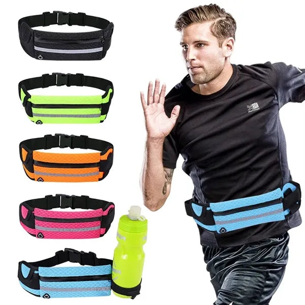 Sports Waist Belt Fanny Pack Zipper Closure & Bottle Holder