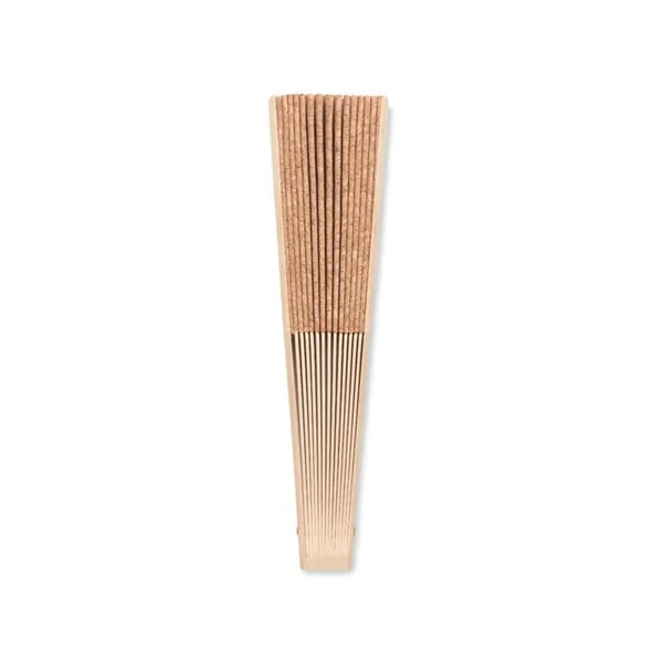 9"Eco-Friendly Folding Manual Wood Hand Fan With Cork Fabric