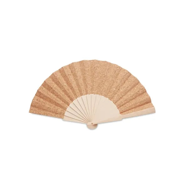 9"Eco-Friendly Folding Manual Wood Hand Fan With Cork Fabric