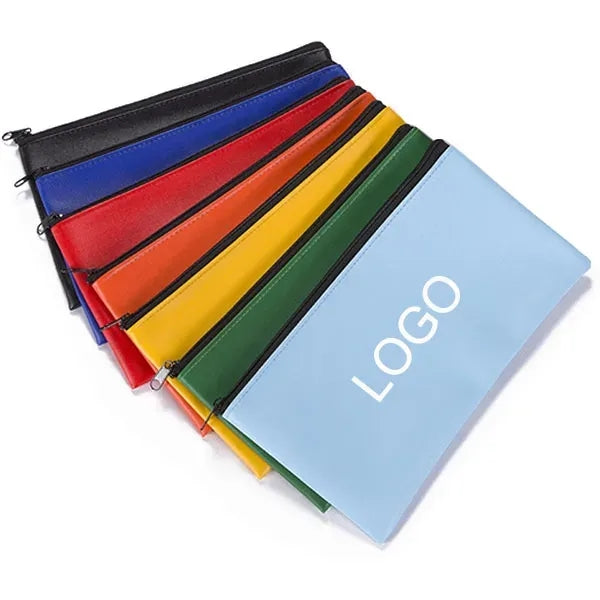 Zipper PU Leather Bank Deposit Bag