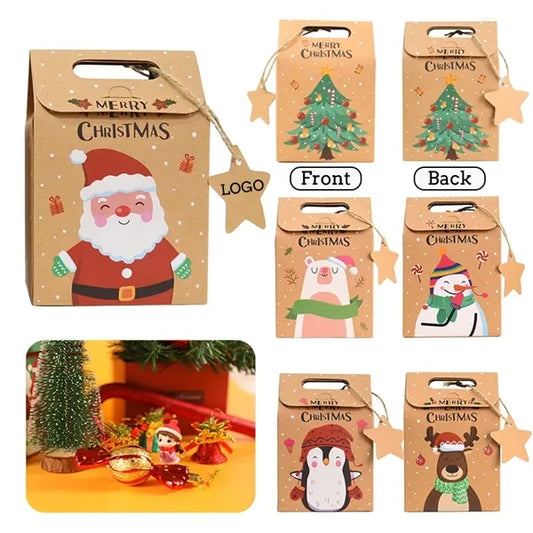 Christmas Candy Gift Wrap Bags 260g Kraft Paper Tote
