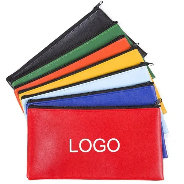 Zipper PU Leather Bank Deposit Bag