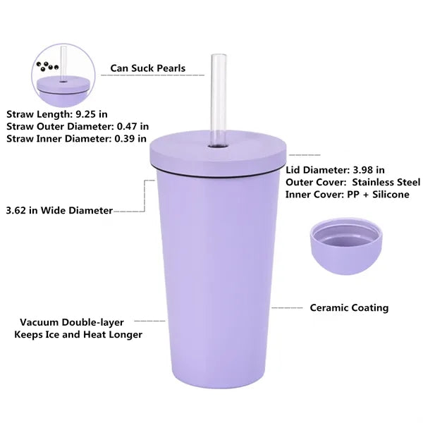 Insulated Tumbler with Lid and Straw 17 Oz.