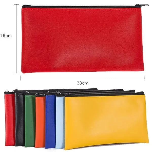 Zipper PU Leather Bank Deposit Bag