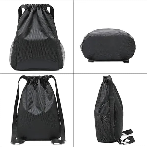 Drawstring Backpack With Mesh Side Pockets