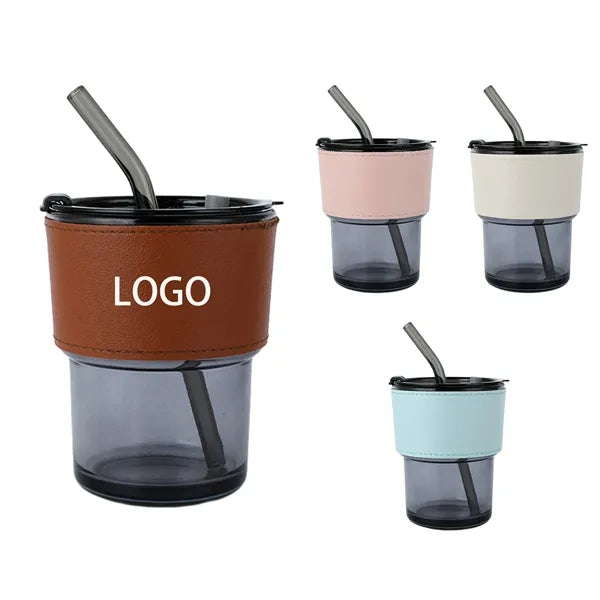 15Oz Glass Tumbler With Straw And Lid