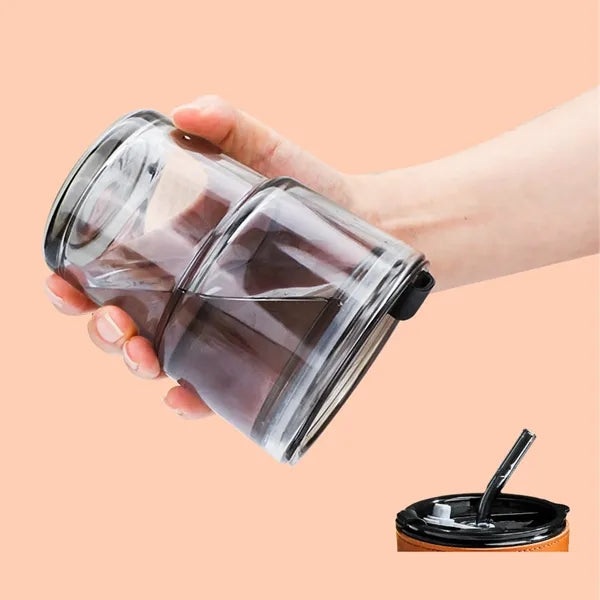 15Oz Glass Tumbler With Straw And Lid