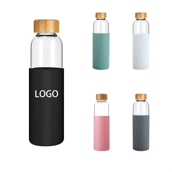 Water Bottle With Bamboo Lid And Silicone Protective Sleeve