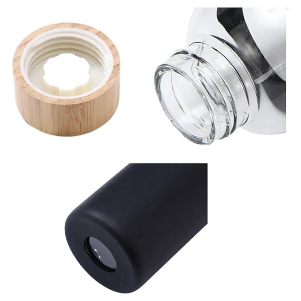Water Bottle With Bamboo Lid And Silicone Protective Sleeve