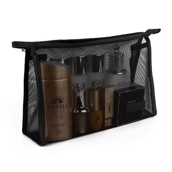 Large Transparent Zipper Mesh Cosmetic Makeup Pouch Bag