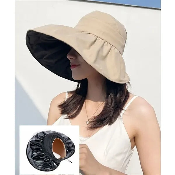Hollow Top Uv Protection Large Brim Womens Sun Visor Hat