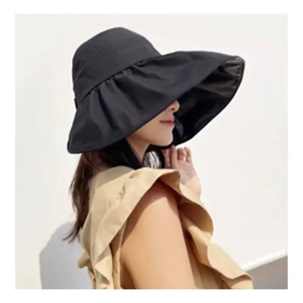 Hollow Top Uv Protection Large Brim Womens Sun Visor Hat