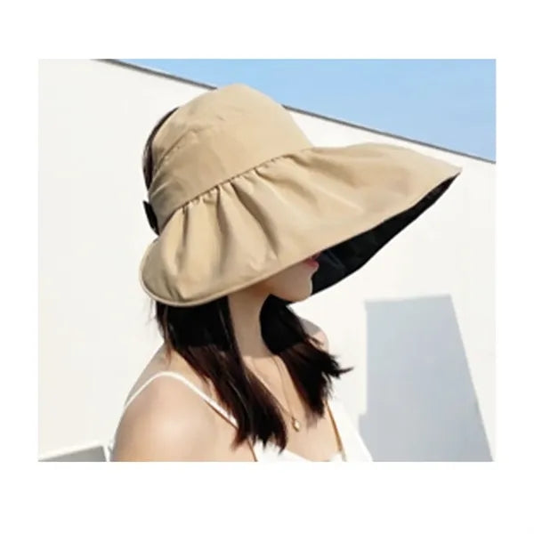 Hollow Top Uv Protection Large Brim Womens Sun Visor Hat