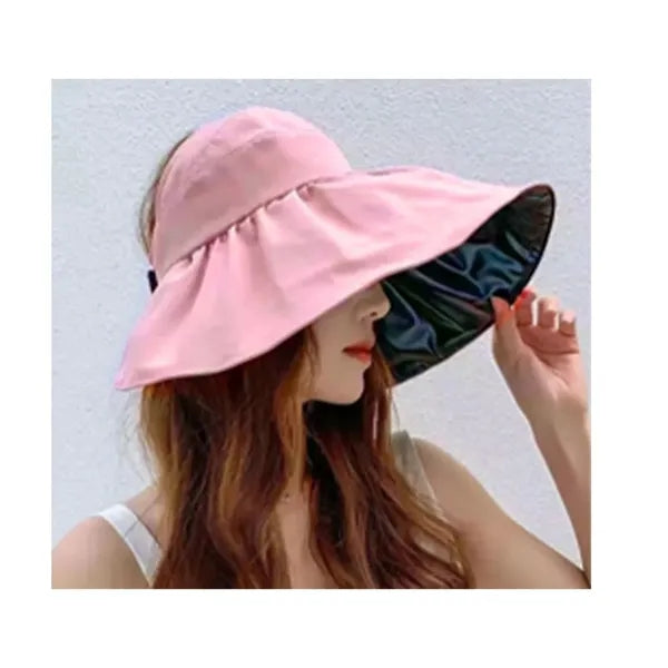 Hollow Top Uv Protection Large Brim Womens Sun Visor Hat